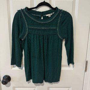 Boden Green Flowy Ruffled‎ Shirt - Size US 2